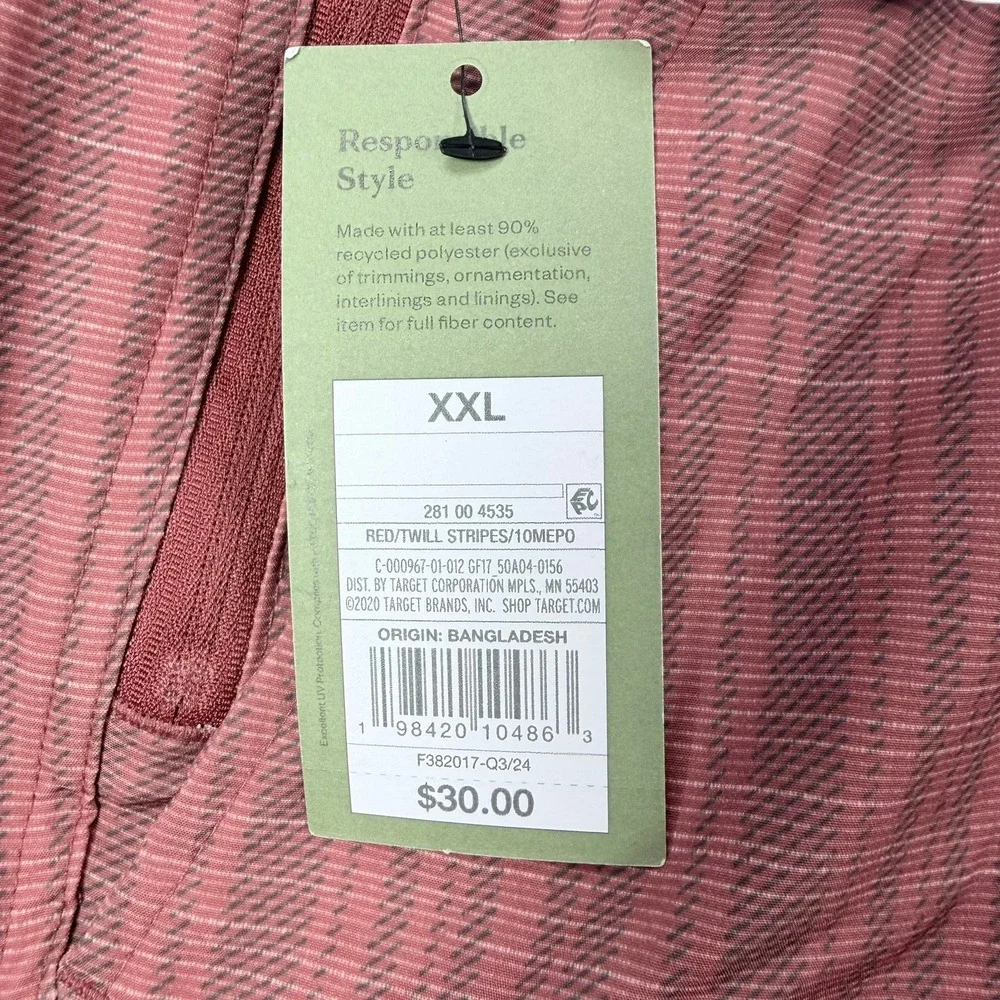 Goodfellow Mens XXL Red Twill Stripe Recycled Polyester‎ 5